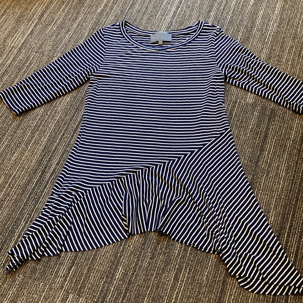 SUNDAY IN BROOKLYN S Navy Stripe Asymmetrical Tunic Top